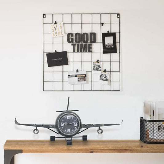 321485 Be Basic Aviator Clock Grey 41x8x17 cm Metal - Harrastajankoti.fi