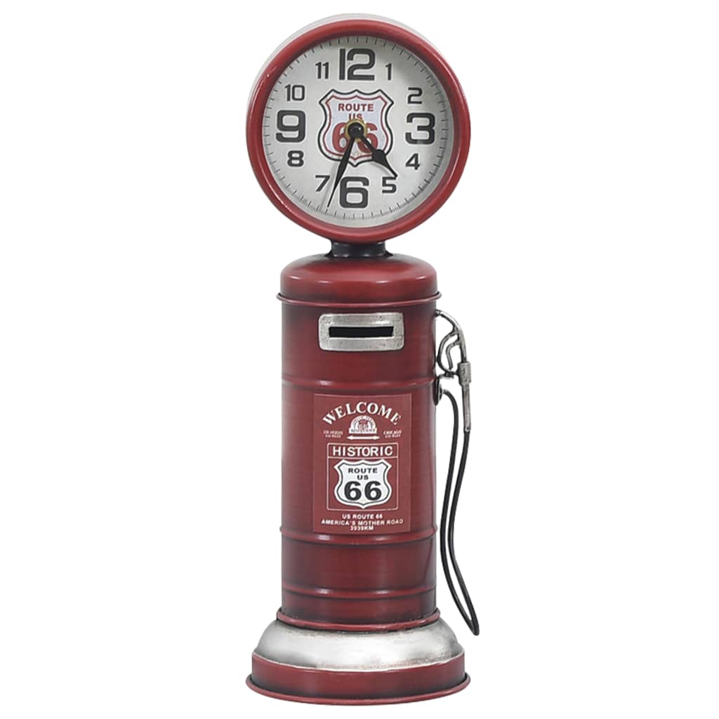 Pöytäkello punainen 13x13x39 rauta ja MDF - Harrastajankoti.fi