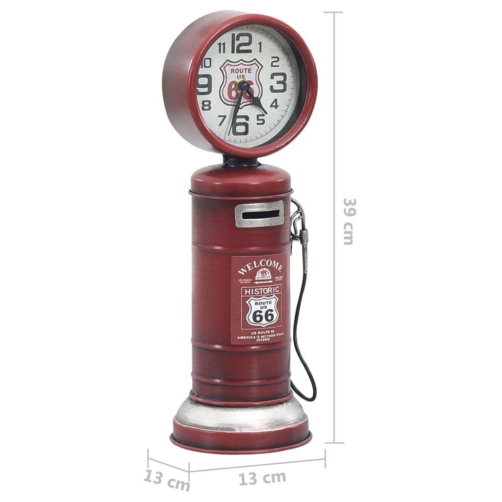 Pöytäkello punainen 13x13x39 rauta ja MDF - Harrastajankoti.fi