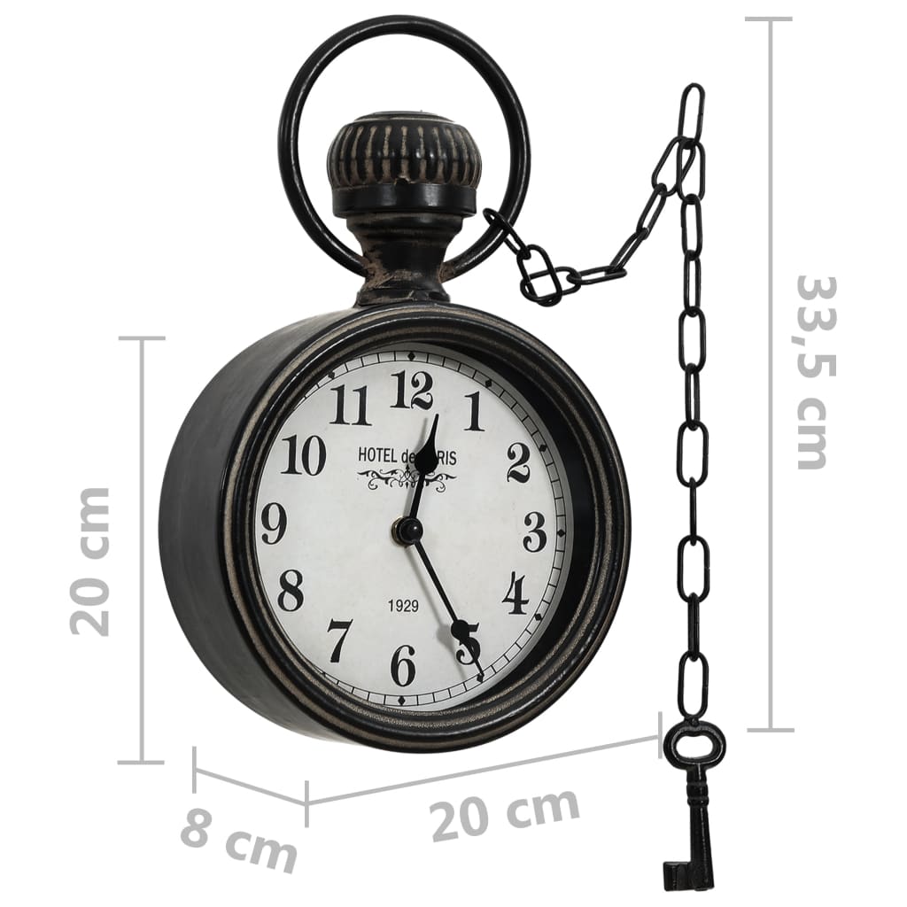 321487 Be Basic Wall Clock Black 20x8x33,5 cm Iron and MDF - Harrastajankoti.fi
