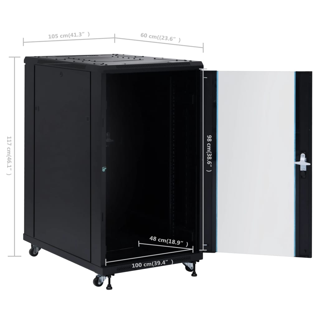 22U Verkkolaitekaappi kääntyvät jalat 19" IP20 1050x600x1170 mm - Harrastajankoti.fi