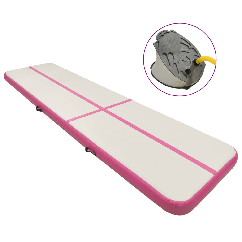 Täytettävä voimistelumatto pumpulla 700x100x20 cm PVC pinkki - Harrastajankoti.fi