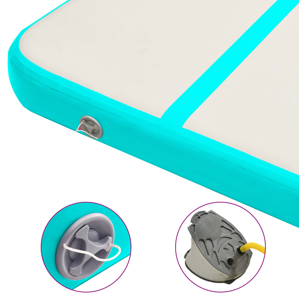 Täytettävä voimistelumatto pumpulla 800x100x20 cm PVC vihreä - Harrastajankoti.fi