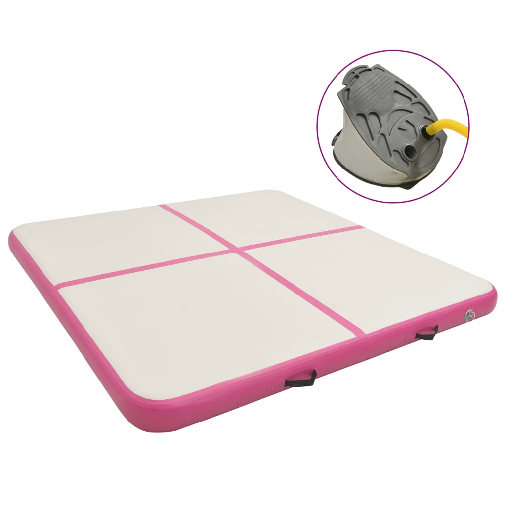 Täytettävä voimistelumatto pumpulla 200x200x15 cm PVC pinkki - Harrastajankoti.fi