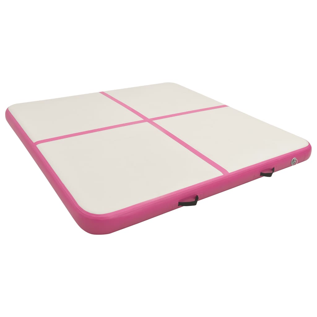 Täytettävä voimistelumatto pumpulla 200x200x15 cm PVC pinkki - Harrastajankoti.fi