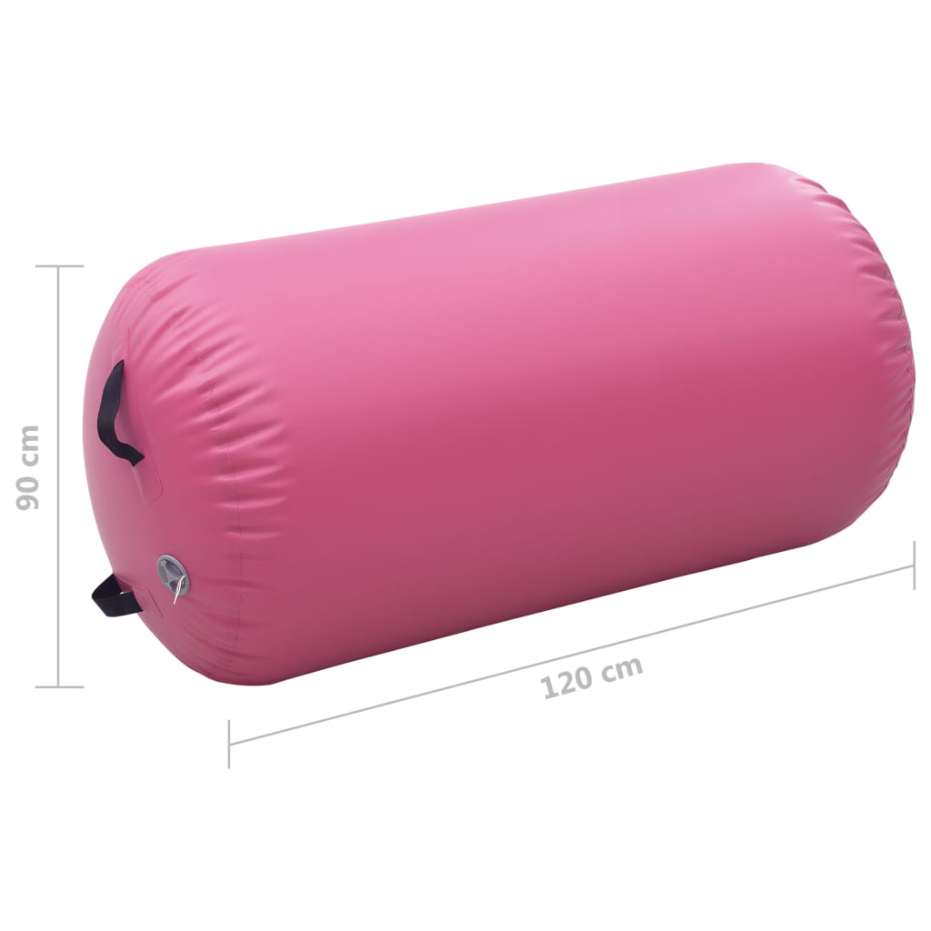 Täytettävä voimistelurulla pumpulla 120x90 cm PVC pinkki - Harrastajankoti.fi