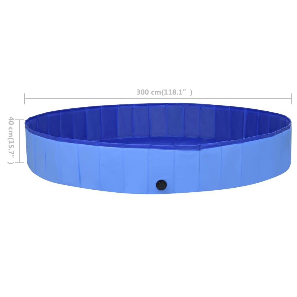Kokoontaitettava koiran uima-allas sininen 300x40 cm PVC - Harrastajankoti.fi