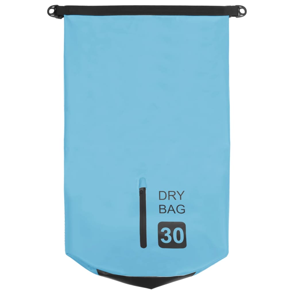 Kuivapussi vetoketjulla sininen 30 l PVC - Harrastajankoti.fi