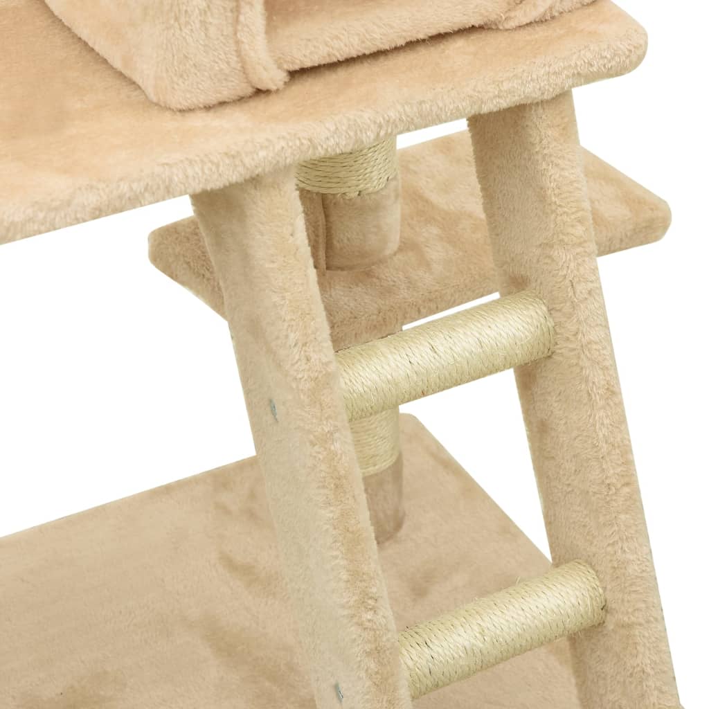 Kissan kiipeilypuu sisal-pylväillä beige 122 cm - Harrastajankoti.fi