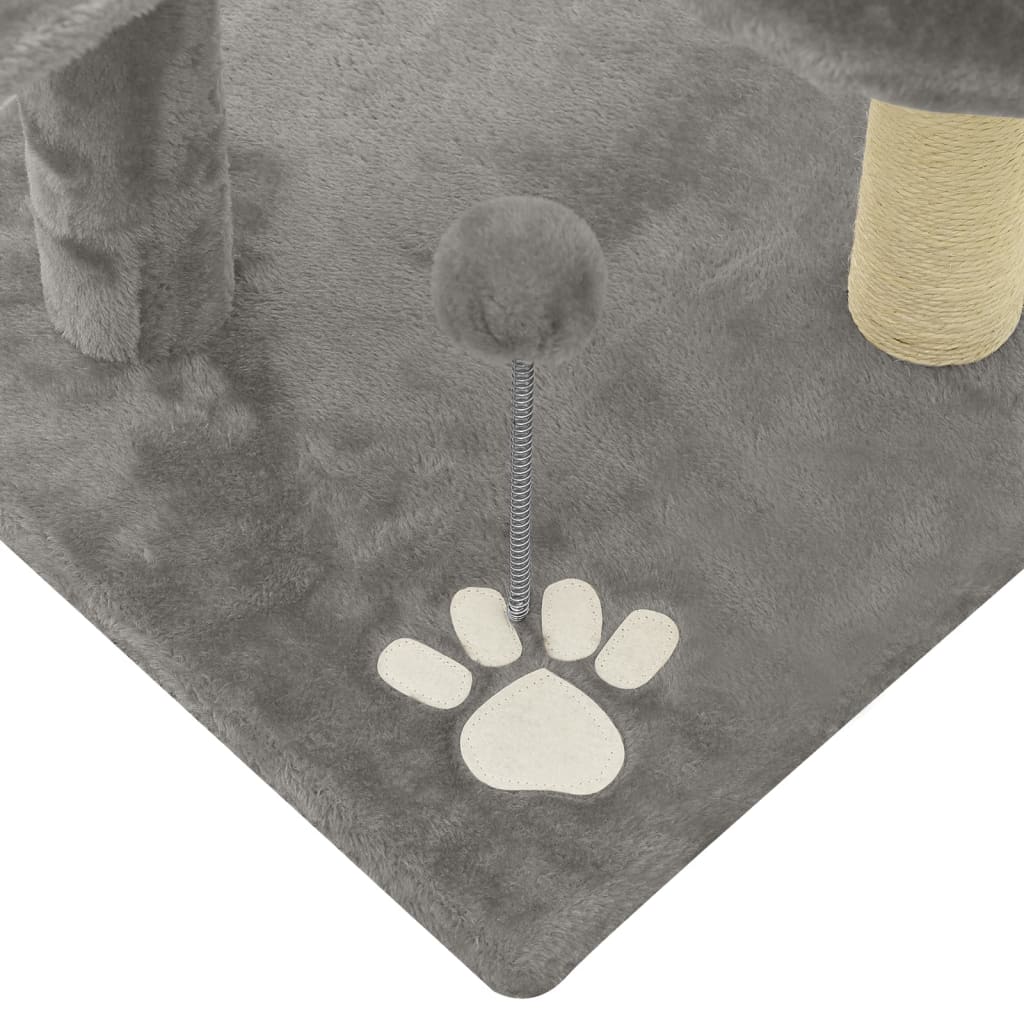 Kissan kiipeilypuu sisal-pylväillä harmaa 120 cm - Harrastajankoti.fi