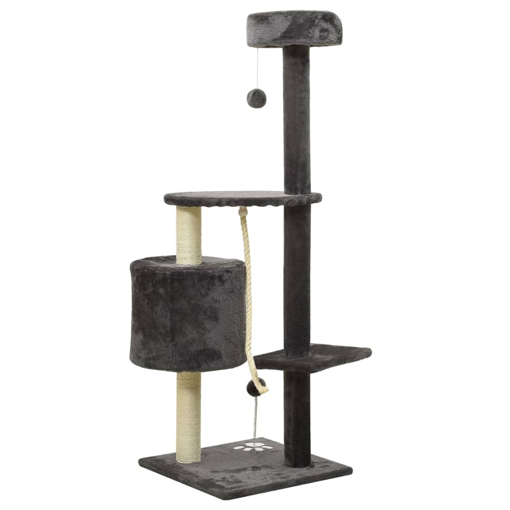 Kissan kiipeilypuu sisal- raapimispylväillä tummanharmaa 120 cm - Harrastajankoti.fi