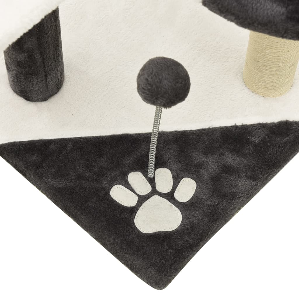 Kissan kiipeilypuu sisal-pylväillä tummanharmaa ja valk. 120 cm - Harrastajankoti.fi