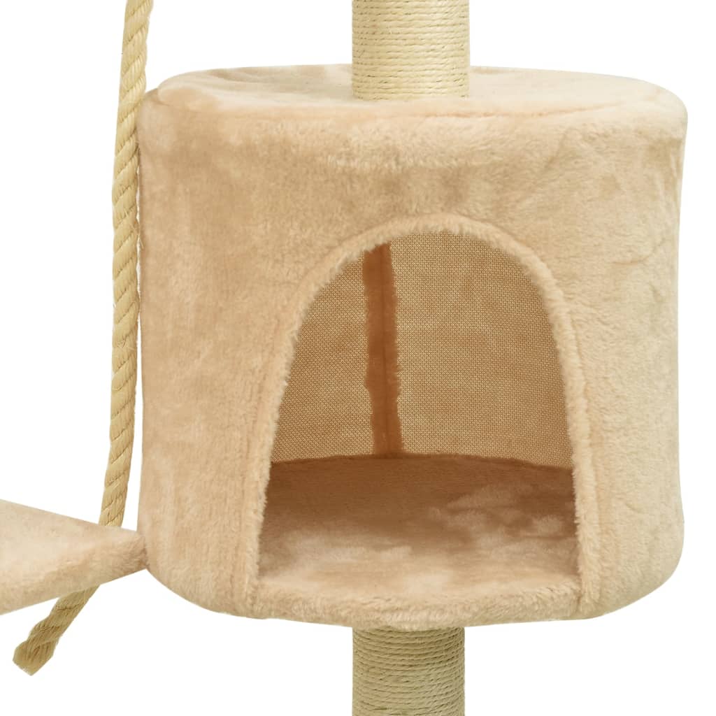 Kissan raapimispuu sisal-pylväillä beige 120 cm - Harrastajankoti.fi