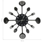 325163 Be Basic Wall Clock with Spoon and Fork Design Black 40 cm Aluminium - Harrastajankoti.fi