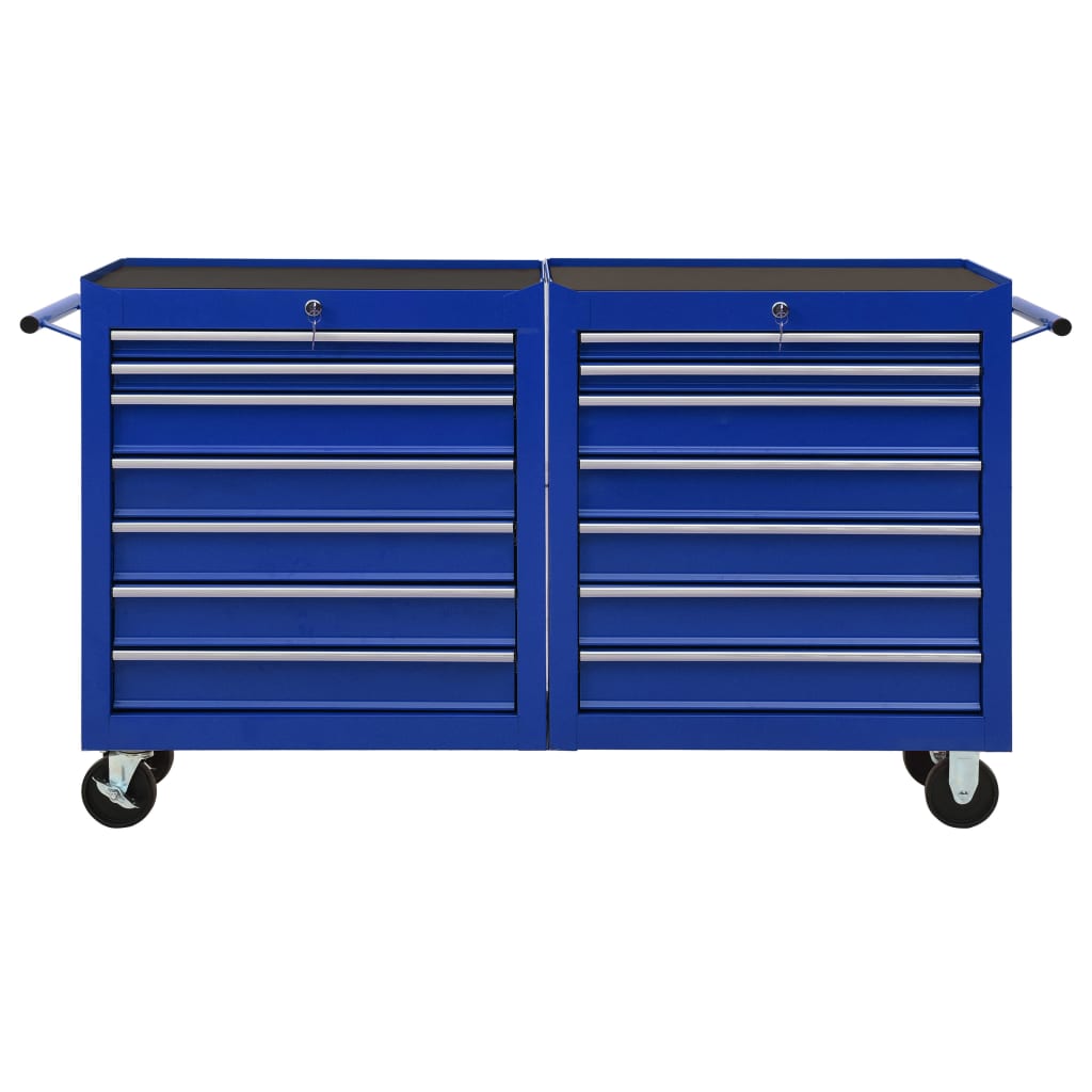Työkalukärry 14 laatikolla teräs sininen - Harrastajankoti.fi