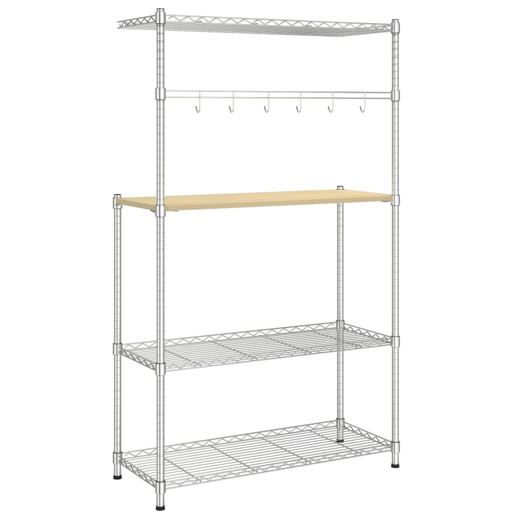 4-kerroksinen mikroaaltouuniteline 90x35x150 cm kromattu rauta - Harrastajankoti.fi