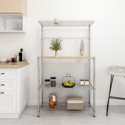 4-kerroksinen mikroaaltouuniteline 90x35x150 cm kromattu rauta - Harrastajankoti.fi