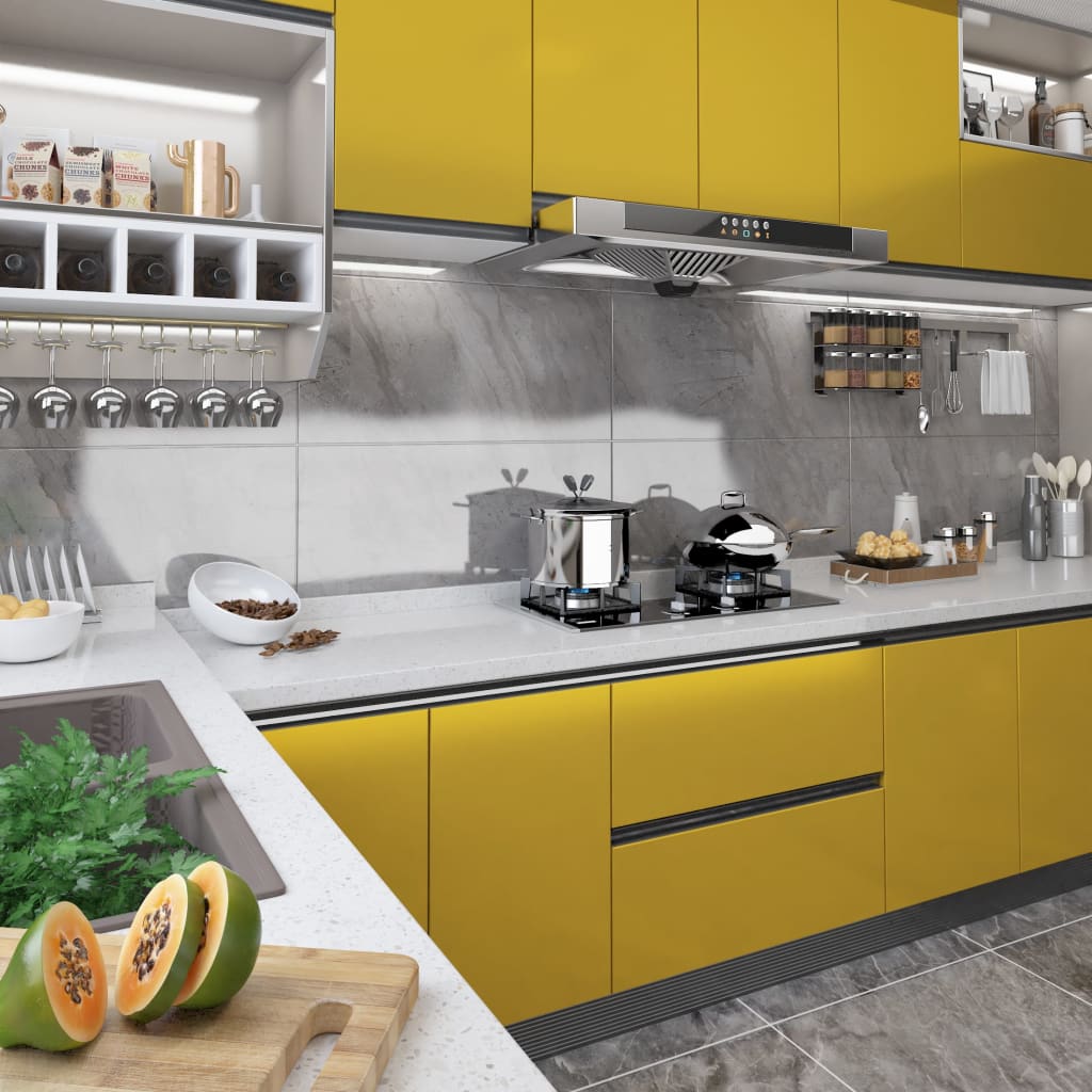 Itseliimautuva huonekalukalvo korkeakiilto kulta 500x90 cm PVC - Harrastajankoti.fi