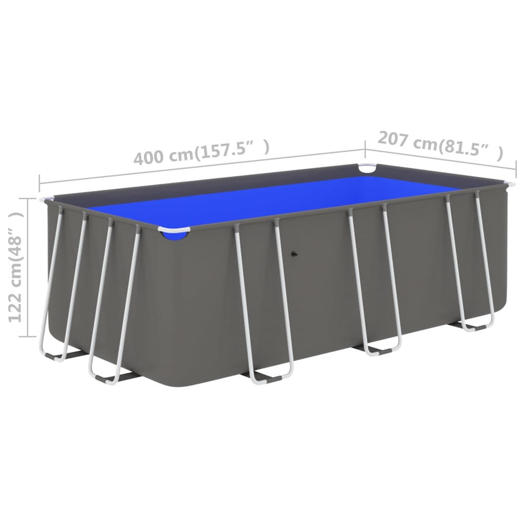 Uima-allas teräsrungolla 400x207x122 cm antrasiitti - Harrastajankoti.fi