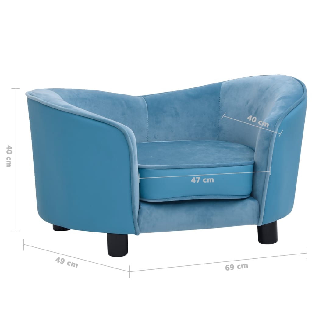 Koiran sohva turkoosi 69x49x40 cm plyysi ja keinonahka - Harrastajankoti.fi