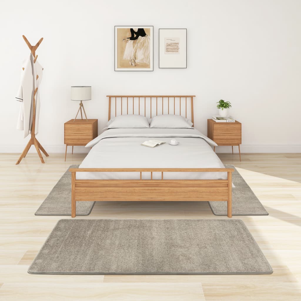 Makuuhuoneen matot Shaggy korkea nukka 3 kpl harmaa - Harrastajankoti.fi