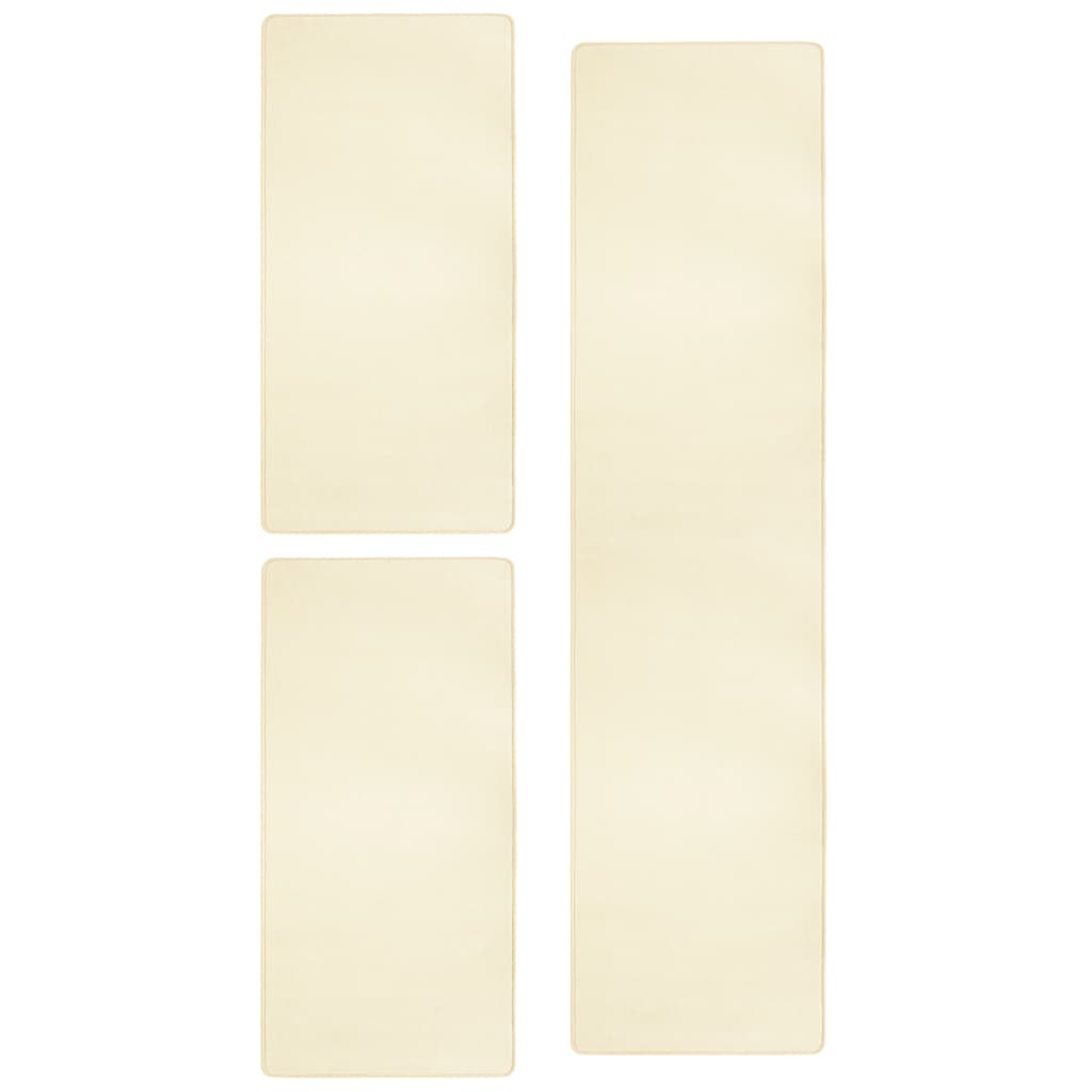 Makuuhuoneen matot Shaggy korkea nukka 3 kpl kerma - Harrastajankoti.fi