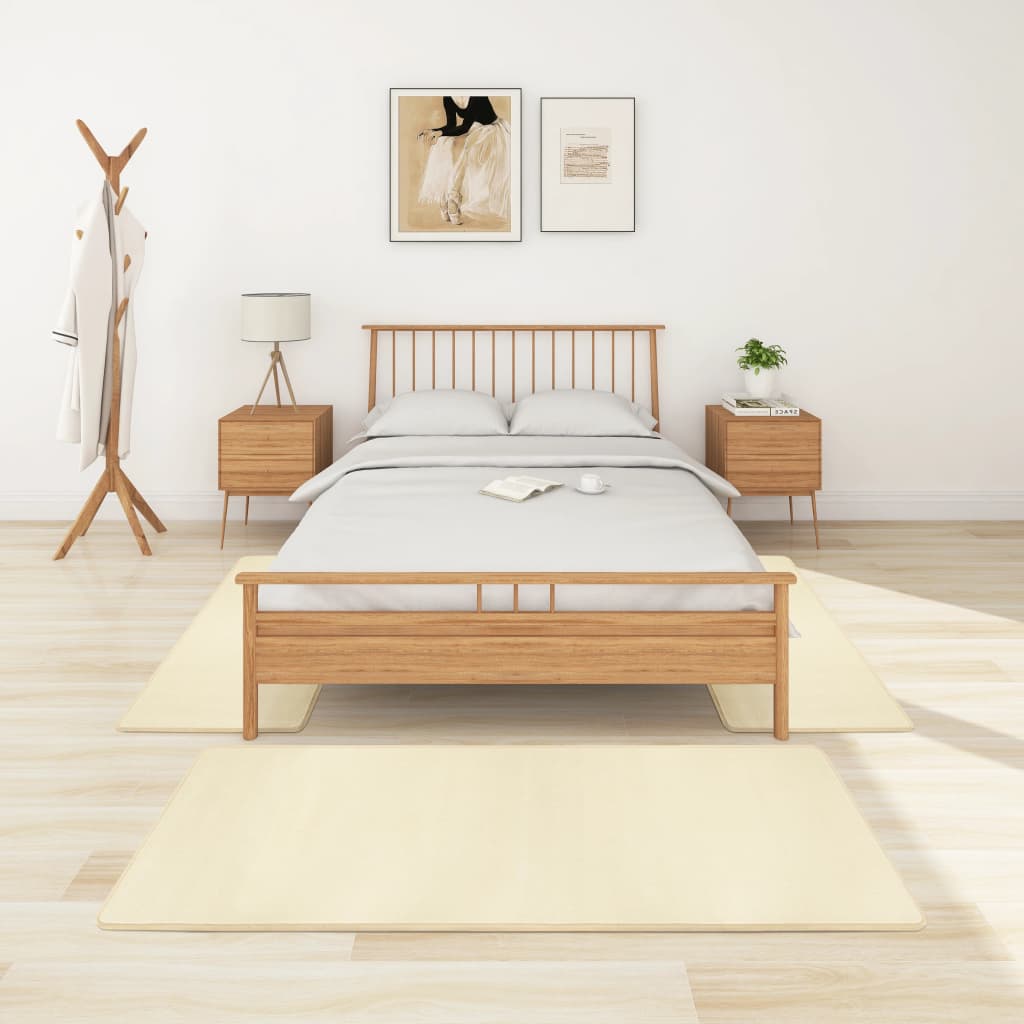 Makuuhuoneen matot Shaggy korkea nukka 3 kpl kerma - Harrastajankoti.fi