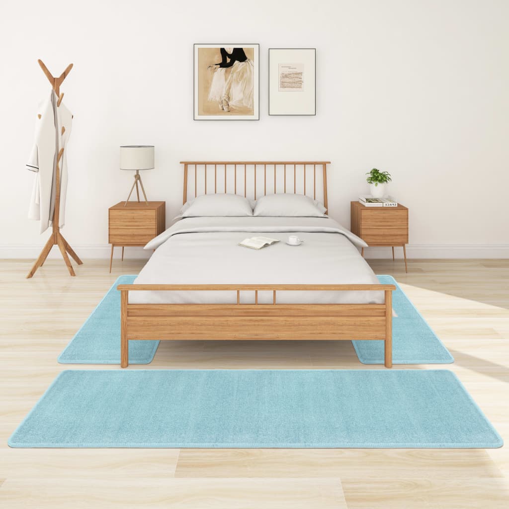 Makuuhuoneen matot Shaggy korkea nukka 3 kpl turkoosi - Harrastajankoti.fi