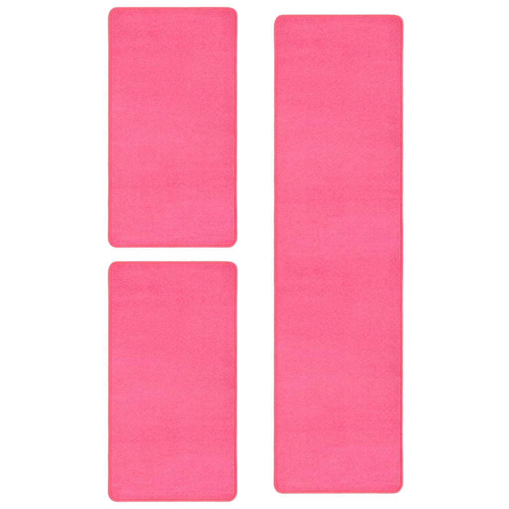 Makuuhuoneen matot Shaggy korkea nukka 3 kpl pinkki - Harrastajankoti.fi