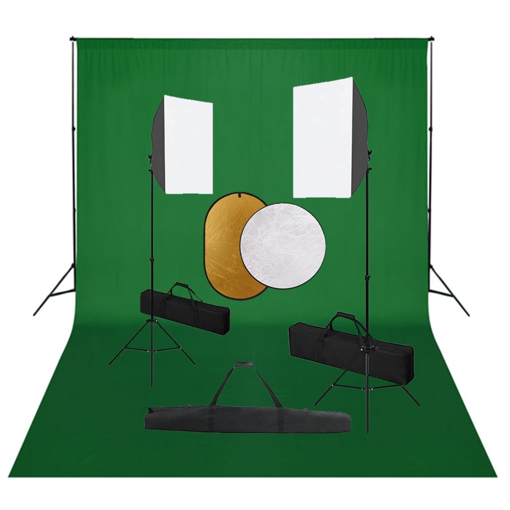 Valokuvastudiosarja softbox-valot, taustakangas ja heijastin - Harrastajankoti.fi