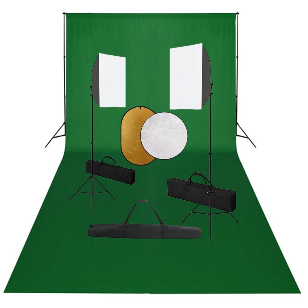 Valokuvastudiosarja softbox-valot, taustakangas ja heijastin - Harrastajankoti.fi