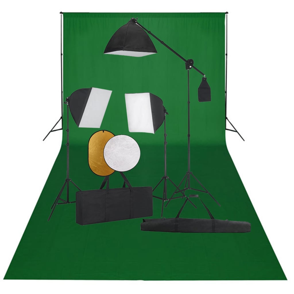 Valokuvastudiosarja softbox-valot, taustakangas ja heijastin - Harrastajankoti.fi