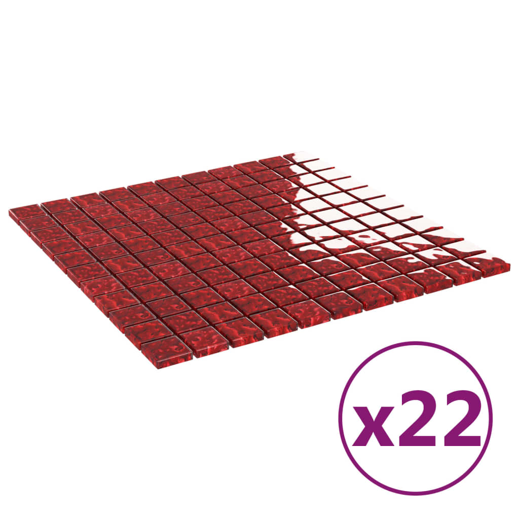 Mosaiikkilaatat 22 kpl punainen 30x30 cm lasi - Harrastajankoti.fi