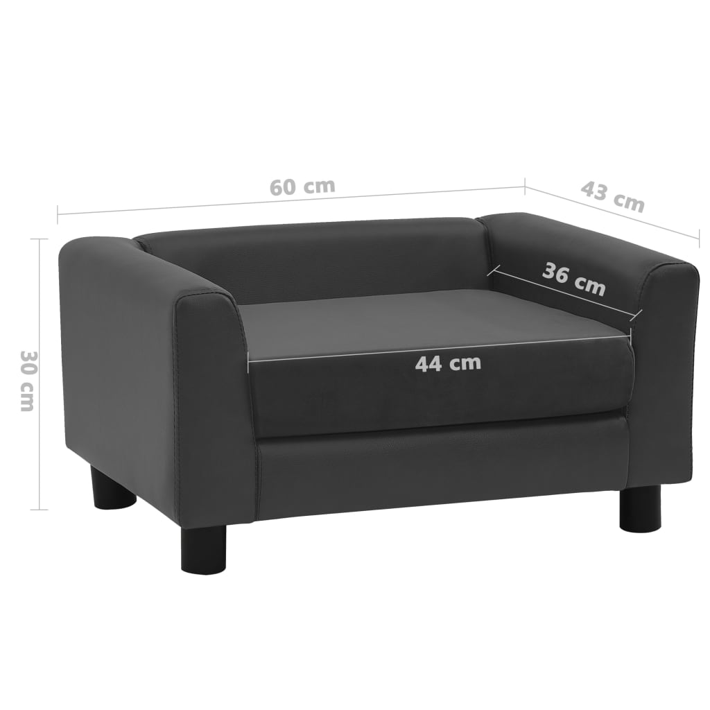 Koiran sohva tummanharmaa 60x43x30 cm plyysi ja keinonahka - Harrastajankoti.fi