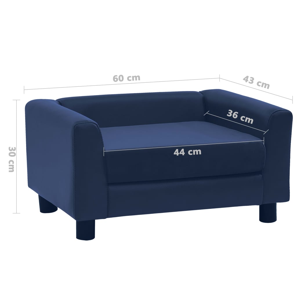 Koiran sohva sininen 60x43x30 cm plyysi ja keinonahka - Harrastajankoti.fi