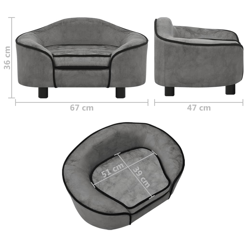 Koiran sohva harmaa 67x47x36 cm plyysi - Harrastajankoti.fi