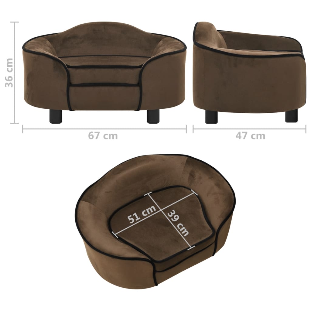 Koiran sohva ruskea 67x47x36 cm plyysi - Harrastajankoti.fi