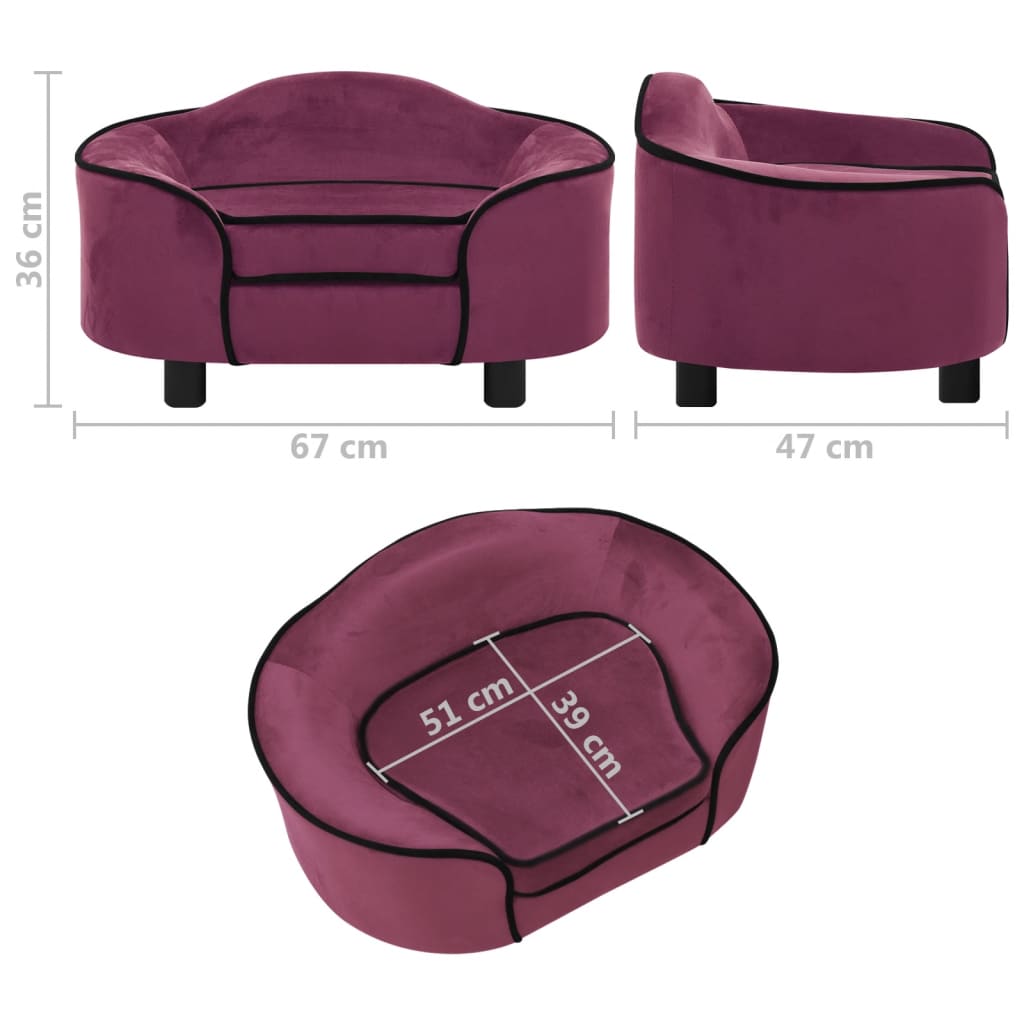 Koiran sohva viininpunainen 67x47x36 cm plyysi - Harrastajankoti.fi