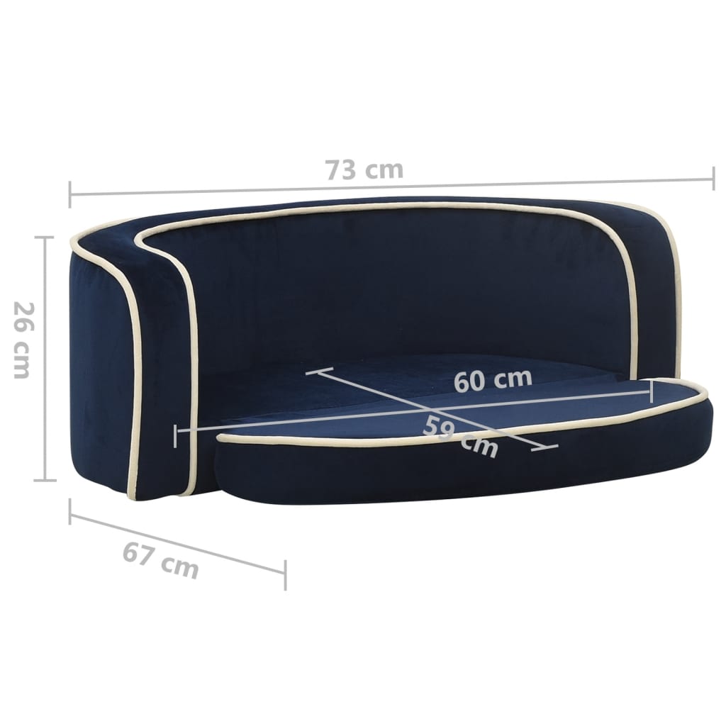 Taitettava koiran sohva sininen 73x67x26 cm plyysi pestävä - Harrastajankoti.fi