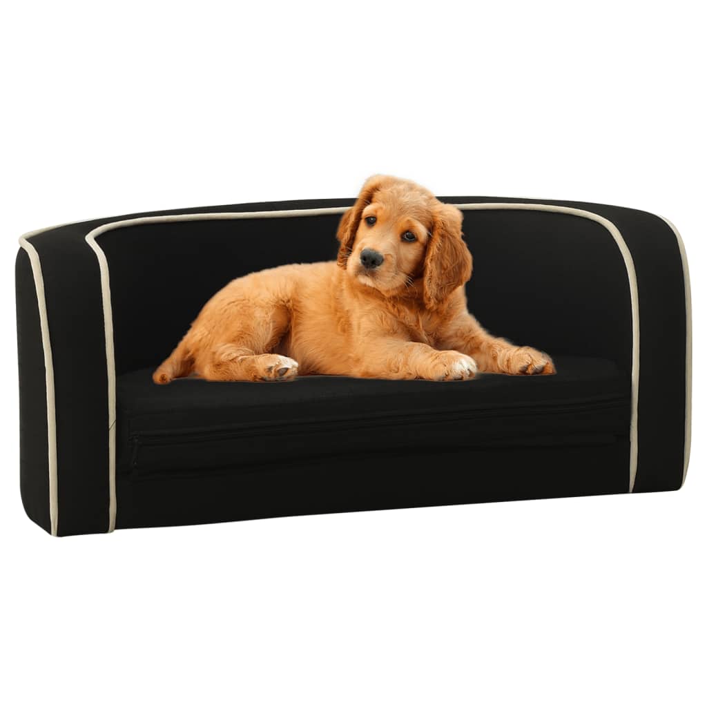 Taitettava koiran sohva musta 76x71x30 cm pellava pestävä - Harrastajankoti.fi