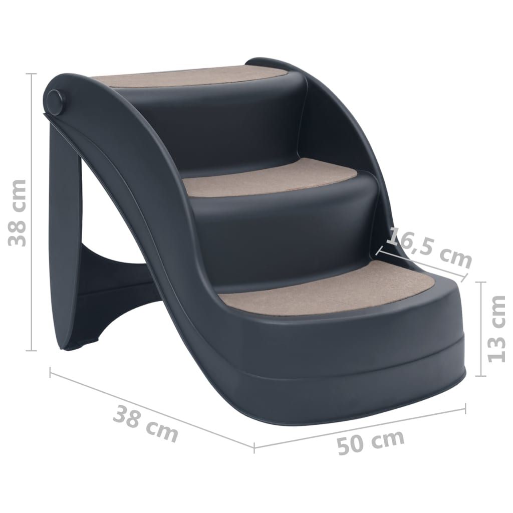 Kokoontaittuvat 3 askelman koiran portaat tummanharmaa - Harrastajankoti.fi