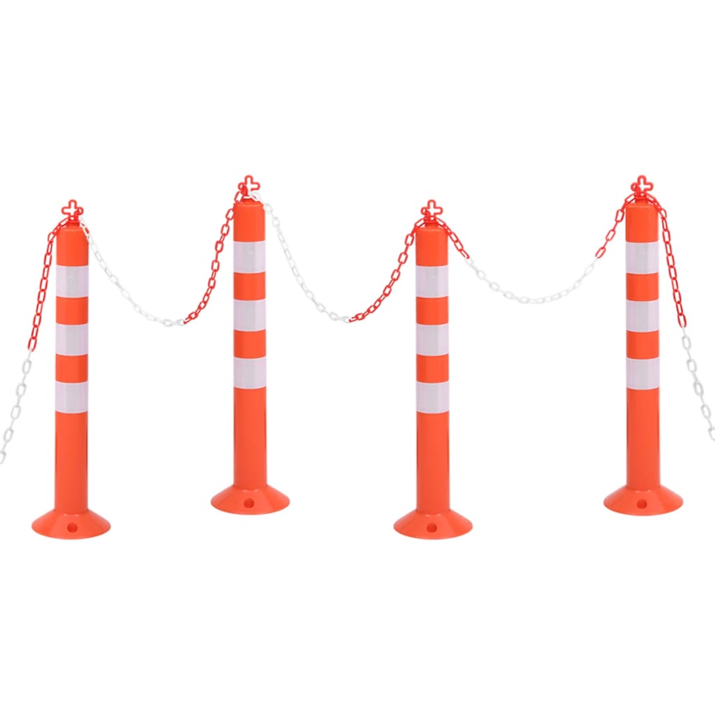 Liikenteenohjaustolpat 4 kpl ketjulla 75 cm PE - Harrastajankoti.fi