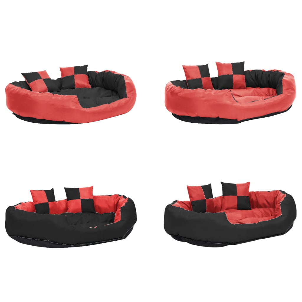 Kaksipuolinen pestävä koiran tyyny pun. ja musta 110x80x23 cm - Harrastajankoti.fi