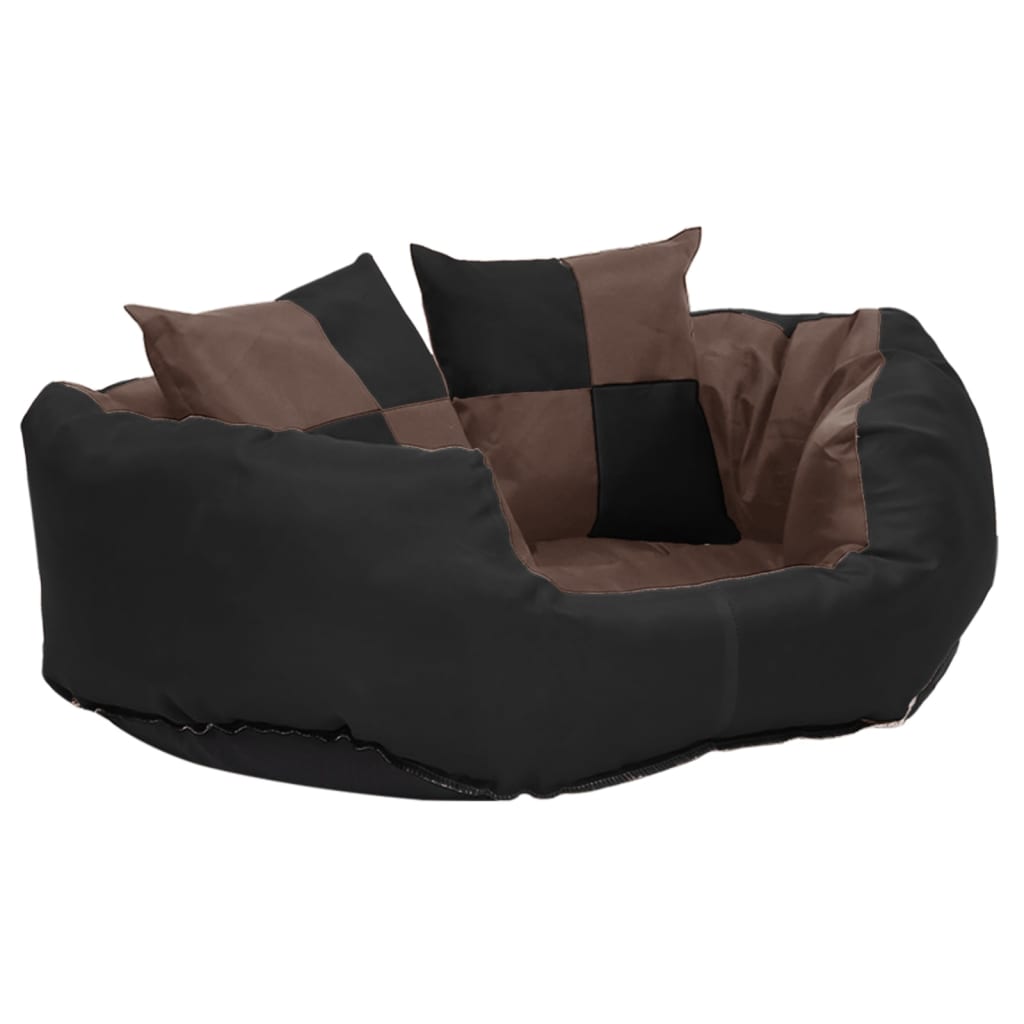 Kaksipuolinen pestävä koiran tyyny musta ja ruskea 65x50x20 cm - Harrastajankoti.fi