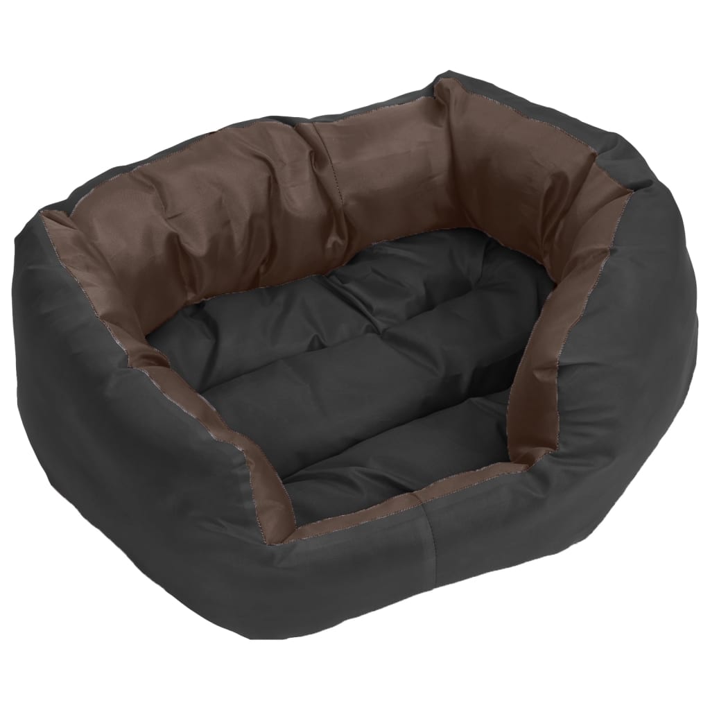 Kaksipuolinen pestävä koiran tyyny musta ja ruskea 65x50x20 cm - Harrastajankoti.fi