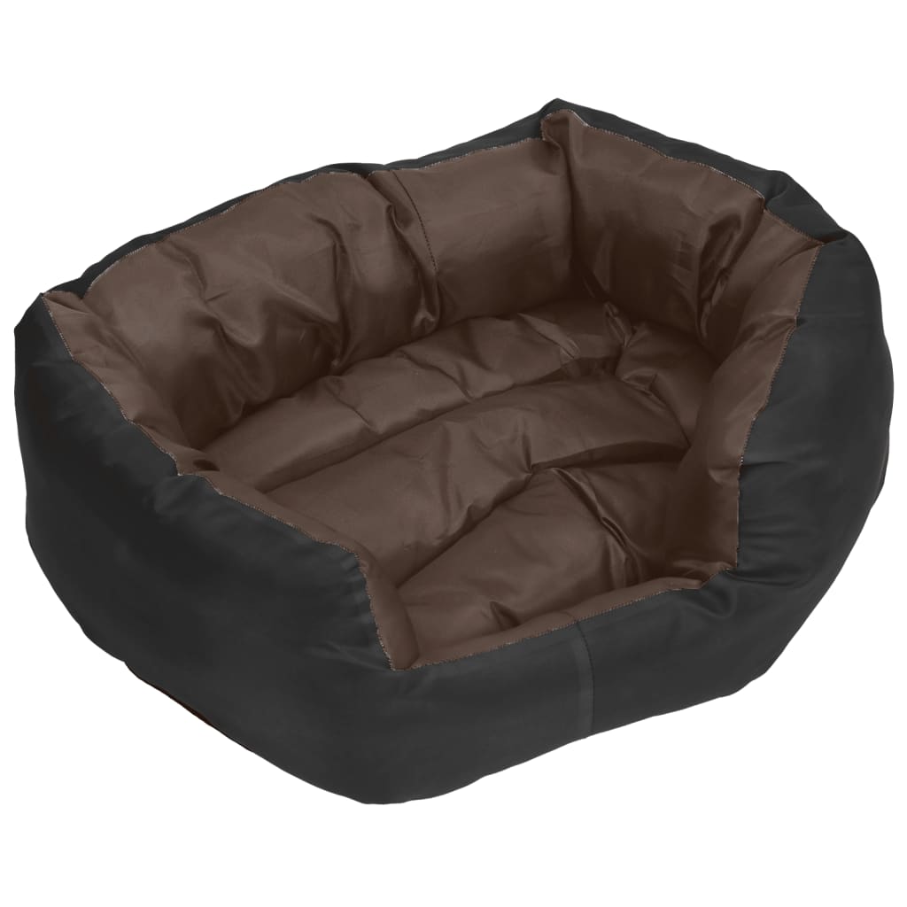 Kaksipuolinen pestävä koiran tyyny musta ja ruskea 65x50x20 cm - Harrastajankoti.fi