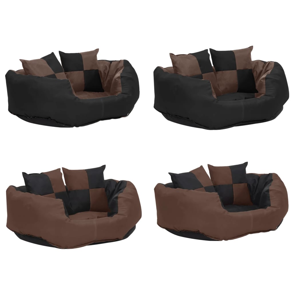 Kaksipuolinen pestävä koiran tyyny musta ja ruskea 65x50x20 cm - Harrastajankoti.fi