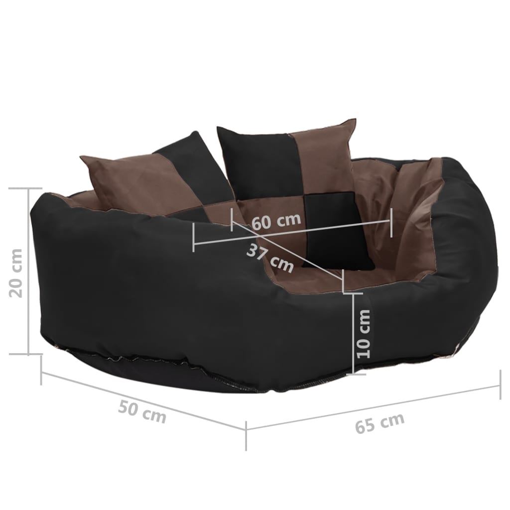Kaksipuolinen pestävä koiran tyyny musta ja ruskea 65x50x20 cm - Harrastajankoti.fi