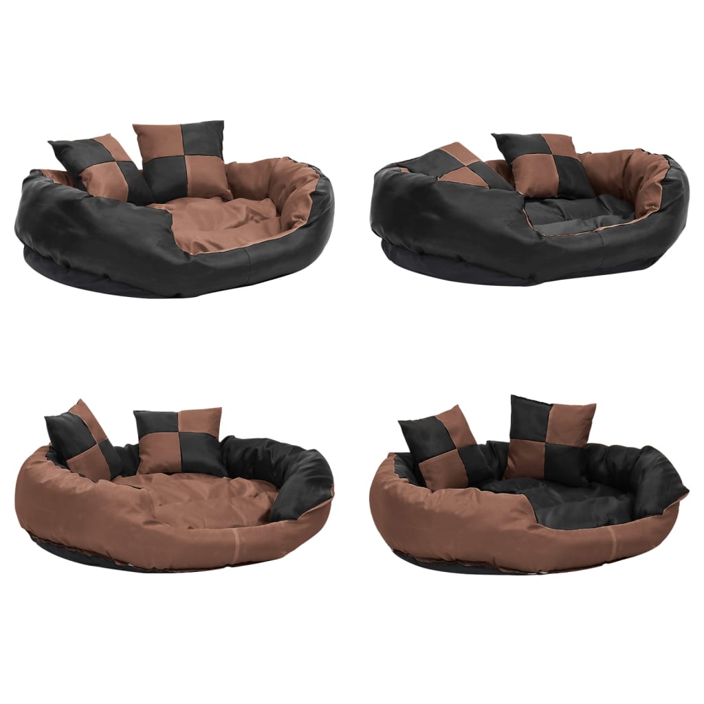 Kaksipuolinen pestävä koiran tyyny musta ja ruskea 85x70x20 cm - Harrastajankoti.fi