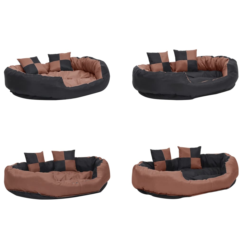 Kaksipuolinen pestävä koiran tyyny musta ja ruskea 110x80x23 cm - Harrastajankoti.fi